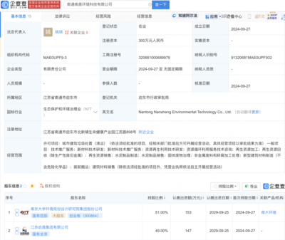 南大環(huán)境成立新公司，布局再生資源加工與新材料技術推廣新賽道