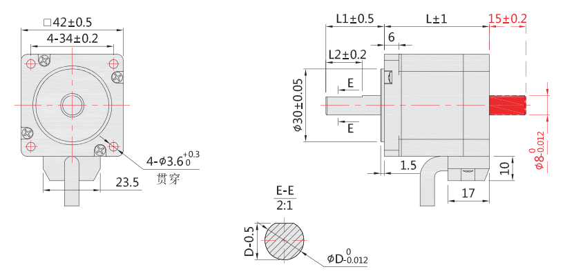 43步進電機外形尺寸圖