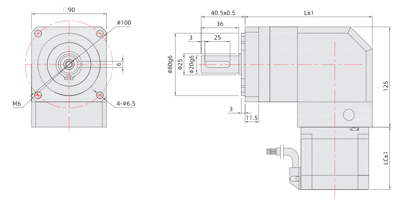 PZF86mm行星減速步進(jìn)電機(jī)尺寸圖